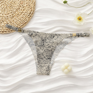 Women's Dot Print <b>Seamless</b> <b>Thong</b> Panty Slim Straps Low Rise Sexy Underwear Comfortable Ultra Thin Ice Silk Women Panties OEM ODM - Product Image 1