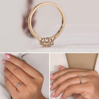 Anillo de Compromiso con Diamante Cultivado en Laboratorio de 3 Quilates, Corte Redondo, Diseño Floral en Halo, Oro Sólido de 10K/14K/18K, Certificado IGI, CVD/HPHT, Personalizado