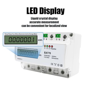 Medidor de Energía Activa Electrónico Trifásico de Cuatro Cables 3P4W kWh Monitor de Consumo de Energía Riel DIN 50/60Hz 100A 3*220V/380V EA770 - Product Image 6