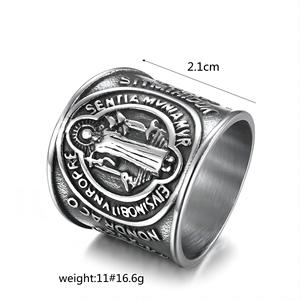 Anillo Cruzado de Acero Inoxidable para Hombre, Color Oro y Plata, Estilo Hip Hop, Joyería Religiosa con Tridente de Exorcismo - Product Image 5