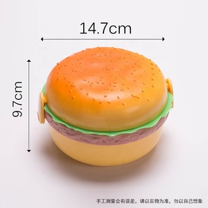 子供のためのスプーンフォークかわいいバーガー弁当箱付き二重層ハンバーガーランチボックス食品容器 - Product Image 2
