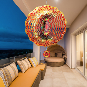 Nuevas Decoraciones Navideñas, Molinillo de Viento Metálico para Jardín, Adorno de Crisantemo Naranja, Molinillo de Viento 3D Grande - Product Image 6