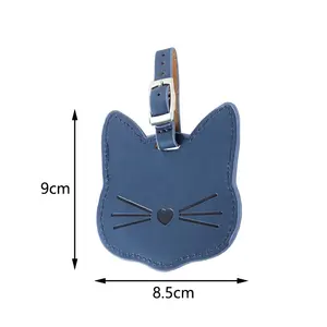 Etichetta personalizzata con Logo personalizzato in pelle sintetica per bagagli con motivo simpatico gatto in puro colore accessori regalo promozionale