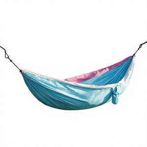 Hamac de plage en nylon bleu rose, style décontracté pour le camping en plein air, hamac parachute - Product Image 1