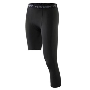 Custom Men Compression One Leg Legging Pants collant maschili Leggings Running Gym Sport Fitness Jogging Workout <span class=keywords><strong>pantaloni</strong></span> bianchi <span class=keywords><strong>neri</strong></span> - Product Image 3