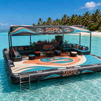 Plateforme flottante gonflable DSPR avec auvent pare-soleil, sièges-canapés et comptoir de bar pour les stations balnéaires lacustres et les salons en bord de mer