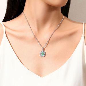 Ensemble collier et bague en argent 925 avec pendentif ovale taille émeraude, forme fleur, bijoux de luxe pour femme, parure de mariage, bijoux fins - Product Image 3