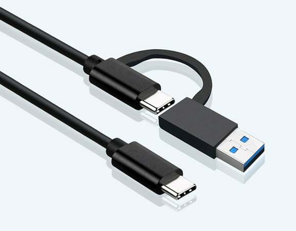 Type-C to Type-C to USB3.0 High-Speed Data Cable-3 in 1 Plastic for Computer Use