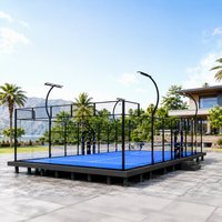 Terrain de padel modulaire 20x10m, design panoramique, sans béton, base réglable, installation rapide pour le Moyen-Orient