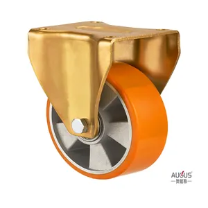 2024热销中国制造-脚轮重型-铝芯橙色pu轮螺纹-镀锌黄色