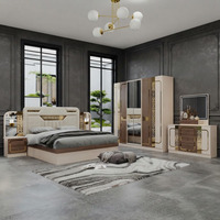 Ensembles de Chambre à Coucher Modernes Complets 5 Pièces, Cadre en Bois Double, Ensemble de Meubles de Chambre à Coucher de Luxe Moderne Grand Lit King Size