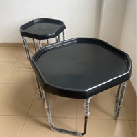 Leowood Montessori Tuff Tray Octagonale Plastic Zintuiglijke Speeltafel met Stand en Boerderijtas voor Kinderen, Zand- en Waterspel, Vroeg Onderwijs