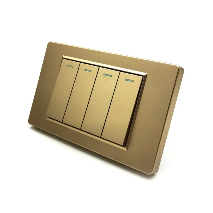 118mm panel color customization gold 4 gang 2 way price wall switch light