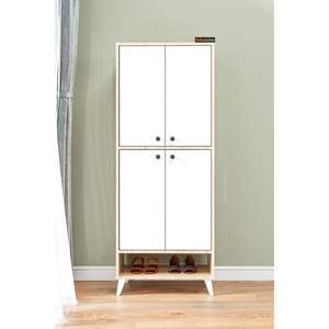 Organiseur de garde-manger moderne à 9 étagères en bois Sonomo blanc à 4 portes pour boîtes à chaussures et organiseurs - Product Image 6