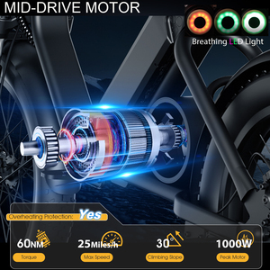 Bicicleta elétrica E3 giữa ổ đĩa ánh sáng 48V 1000W 15.6ah 25Ah 32 km/h 100km de autonomia <span class=keywords><strong>Com</strong></span> pneus largos Para adultos - Product Image 5