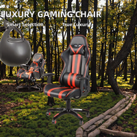 Chaise de bureau ergonomique de luxe moderne inclinable pour gamer PC, en cuir PU et acier inoxydable, avec vérin à gaz 4 positions