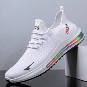 <span class=keywords><strong>Zapatillas</strong></span> de deporte de talla grande para hombre, zapatos blancos y negros de punto con <span class=keywords><strong>media</strong></span> palma y cojín de aire, <span class=keywords><strong>precio</strong></span> bajo - Product Image 3