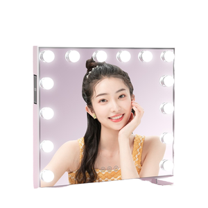 Led gương 14-ánh sáng bóng Đèn Dimmable điều khiển cảm ứng tri-màu <span class=keywords><strong>Bluetooth</strong></span> kích hoạt thắp sáng gương trang điểm - Product Image 1