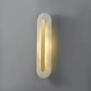 Modern Luxury Brass Wall Lamp Natural Alabaster Hanging Lamp For Living Room And Bedroom Decorative Wall Lamps