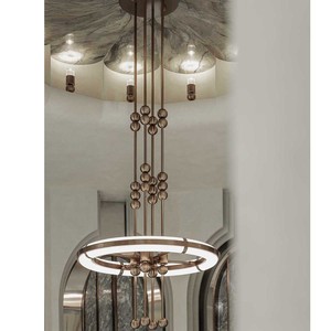 Lustre LED rond moderne E27 à plusieurs têtes, luminaire suspendu pour restaurant, hôtel, salle privée, salle de banquet - Product Image 2
