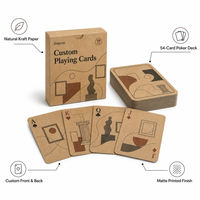 Cartes à jouer en kraft imprimées avec logo personnalisé, finition mate, jeu de 54 cartes avec boîte en kraft non emballée pour cadeaux d'entreprise, promotions d'événements