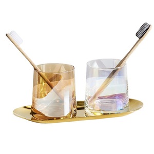 Ensemble de tasses à brosses à dents en verre pour couple, style nordique, transparent, minimaliste, double support, pour la salle de bain - Product Image 5