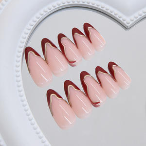 Vente chaude 24 pièces/boîte fille faux ongles presse sur <span class=keywords><strong>les</strong></span> ongles des doigts français moyen amande 3D conceptions artificielles ongles conseils Abs <span class=keywords><strong>manucure</strong></span> - Product Image 2