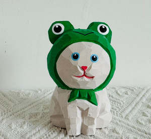 Figuritas de gato de madera pintadas a mano, artesanías de madera talladas a mano, arte artesanal, estante para el hogar, adornos decorativos para chimenea - Product Image 4