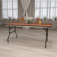 Table rectangulaire en métal AJUNION de 6 pieds avec plateau en contreplaqué, table pliante d'extérieur, table pliable pour dîner, mariage, fête, événement