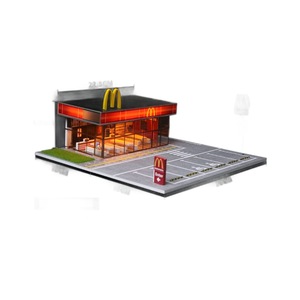 MOREART 1/64 Diorami di Simulazione Parcheggio Ristorante, Scenari con Modelli Auto, Illuminazione e Architettura Stereoscopica, Collezione di Miniature - Product Image 1