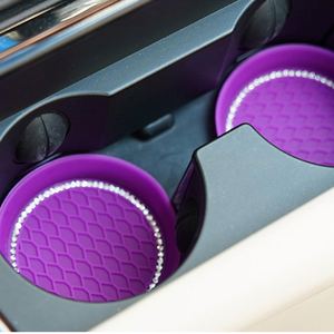 Bling <b>Silicone</b> Car Cup Holder Coaster, Universal Crystal Rhinestone Anti-Slip Cup Holder Insert Coaster - Product Image 4