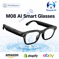 Lunettes Intelligentes avec Caméra 8MP, Enregistreur Vidéo 1080P, Partage Wifi, Appels, Assistant Vocal, Étanche IP65