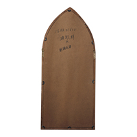 Miroir pleine longueur rustique en bois, style gothique cathédrale, avec cadre en arche, pour décoration rétro, à poser au sol ou à suspendre au mur, idéal pour jardin ou dressing.