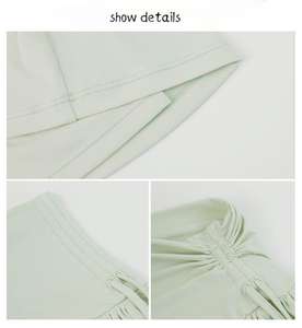 กางเกงกีฬาขาสั้นตาข่ายเอวสูงสีแดงสำหรับผู้หญิงกางเกงวิ่งฟิตเนสโยคะฟิตเนสแห้งเร็วป้องกันแสงสะท้อน - Product Image 6