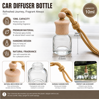 Flacon de parfum miniature suspendu en verre de 10 ml pour diffuseur de parfum rechargeable pour voiture avec logo personnalisé