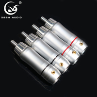 Konektor RCA Jack YIVO XSSH Audio Speaker OEM ODM Sistem HIFI DIY Kuningan Berlapis Perak Audio Male RCA Plug Connector untuk Kabel DIY Maksimal 8MM