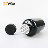Récipient HDPE noir direct d'usine 150-200ml avec capuchon à double verrouillage, pot de col de 47mm bouteille de supplément