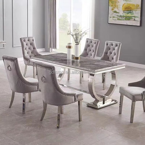 Fast Selling Home Furniture Stainless Steel Base Rectangular Marble Top <strong>Dining</strong> <strong>Tables</strong> 6 Chairs Luxury <strong>Dining</strong> <strong>Table</strong> Set in <strong>UK</strong> - Product Image 5