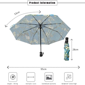Manual Open Close Iron Tube <b>Umbrella</b> with Famous Painting Pattern Blue White Design for Travel <b>Windproof</b> Rain Sun Protection - Product Image 3