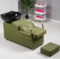 Vente directe usine : Lit de lavage semi-inclinable pour salon de coiffure, style moderne et tendance, en cuir PU haut de gamme et céramique, modèle populaire auprès des influenceurs