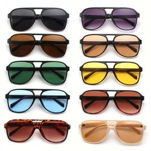 Lunettes de soleil pilote à grande monture couleur bonbon pour hommes et femmes, avec logo personnalisé, double pont, forme carrée - Product Image 2