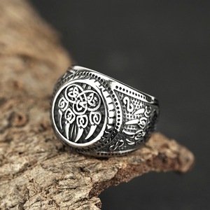 yunnique European American Titanium Steel <b>Ring</b> <b>Men</b> Nordic Viking Compass Hip Hop Style Round Geometric Gift Jewelry - Product Image 1