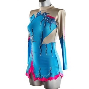 Màu Xanh <span class=keywords><strong>unitard</strong></span> Cho Cô Gái Sáng Bóng Ba Lê Trượt Băng Nghệ Thuật & Thể Dục Nhịp Điệu Ăn Mặc Thạch Cho Cạnh Tranh Cực Nhảy-Bán Buôn - Product Image 3