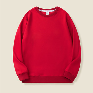Family Matching Red Crew Neck Sweatshirt For Kids And Adults Solid Color Polyester Fiber Long Sleeve Casual Wear - Product Image 3