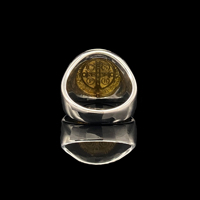 Bague Crucifix Catholique Saint Benoît pour Hommes, Élégante en Acier Inoxydable, Bijou Religieux Jésus Exorciste