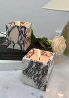 STONEKOCC Bougeoir de luxe en marbre Calacatta Viola Violet, fait main, en pierre naturelle, pour bougies en cire de soja, décoration intérieure, Noël