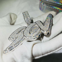 Pendentif personnalisé en moissanite VVS, argent sterling 925 plaqué or, logo hip-hop glacé pour homme, breloque lettre, bijoux de rappeur, tiers