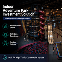 Equipo de juegos interior: Tobogán en espiral, piscina de bolas, puente de red, zona de aterrizaje suave multinivel para FEC, proyecto para centro comercial, OEM ODM