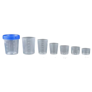 Petit gobelet en plastique avec échelle graduée 20ml30ml50ml100ml avec couvercle, gobelet en plastique jetable <span class=keywords><strong>empilable</strong></span> réutilisable, fournitures de laboratoire - Product Image 2