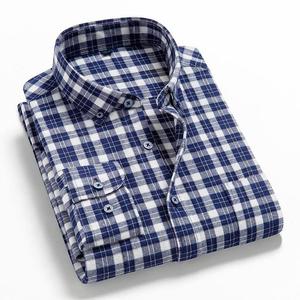 Plaid di Autunno della Molla Degli Uomini di Camicie a Quadri 100% di Modo del Cotone A <span class=keywords><strong>Manica</strong></span> <span class=keywords><strong>Lunga</strong></span> Più Il Formato Camicie da <span class=keywords><strong>Uomo</strong></span> - Product Image 2